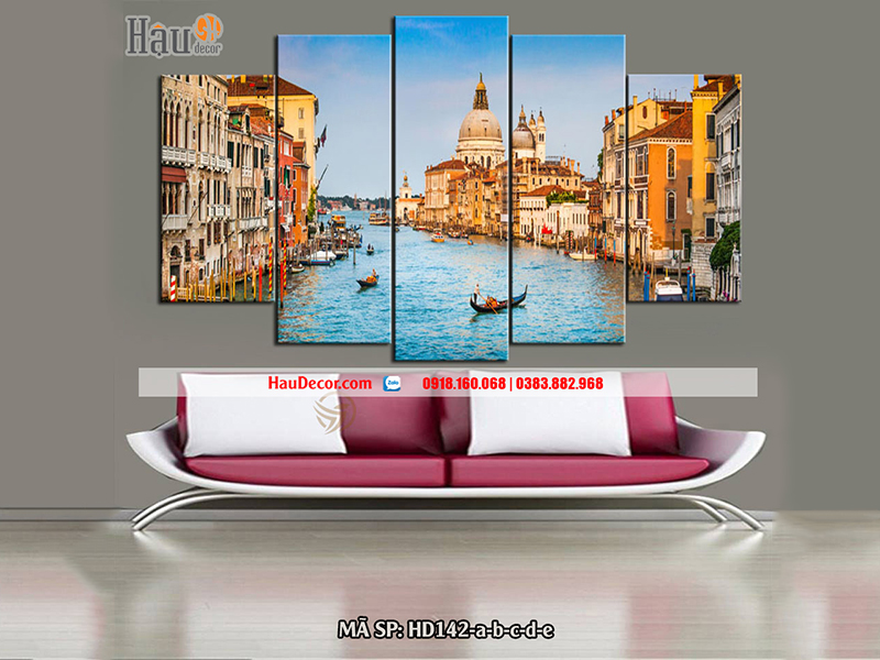 Tranh treo tường hiện đại 3D bộ 5 bức Venice HD142-a-b-c-d-e