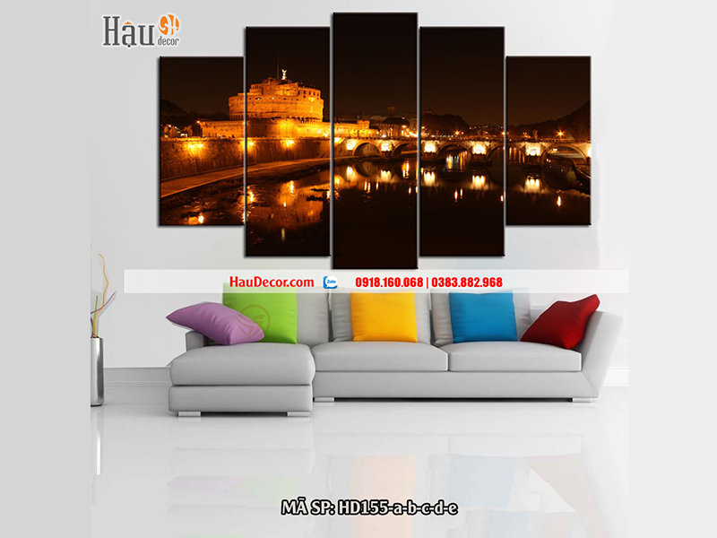 Tranh treo tường hiện đại 3D bộ 5 bức Địa Danh Lịch Sử HD155-a-b-c-d-e