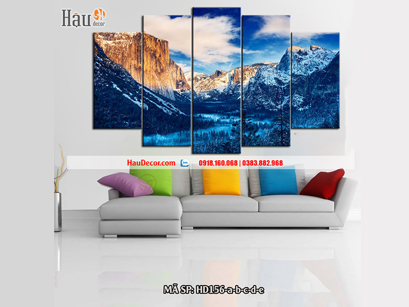 Tranh treo tường hiện đại 3D bộ 5 bức Thung Lũng Yosemite HD156-a-b-c-d-e