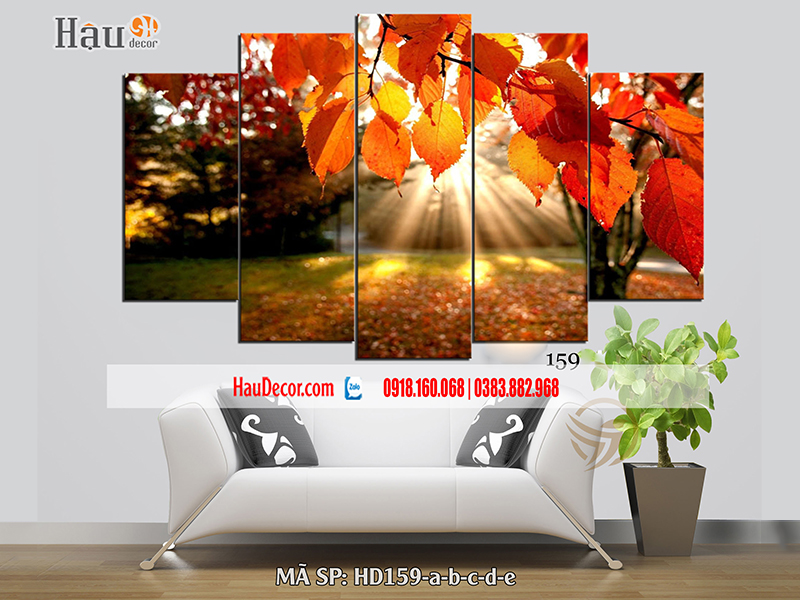 Tranh treo tường hiện đại 3D bộ 5 bức Rừng Mùa Thu HD159-a-b-c-d