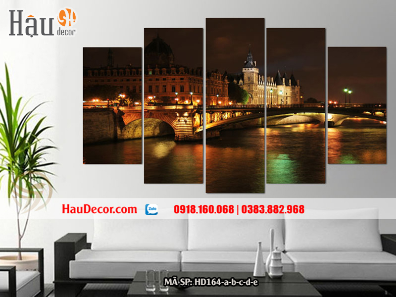 Tranh treo tường hiện đại 3D bộ 5 bức Đô Thị Châu Âu HD164-a-b-c-d-e