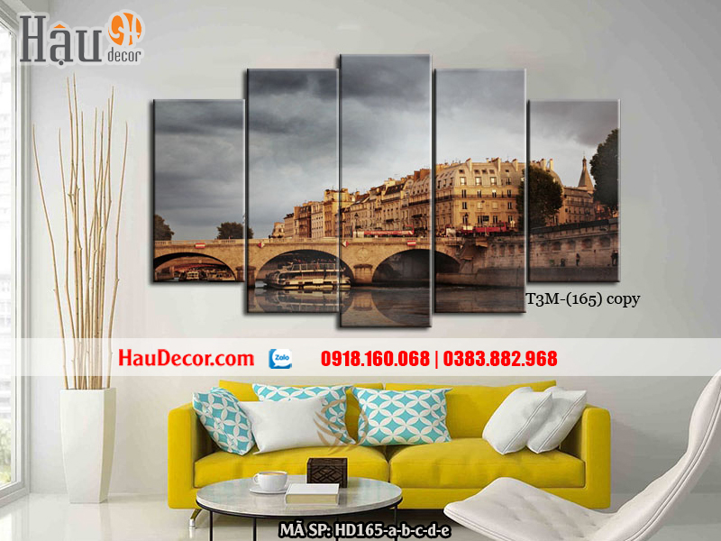 Tranh treo tường hiện đại 3D bộ 5 bức Đô Thị Châu Âu HD165-a-b-c-d-e