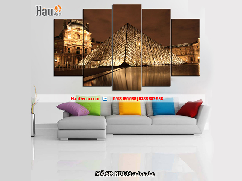 Tranh treo tường hiện đại 3D bộ 5 bức Tòa Nhà HD198-a-b-c-d-e
