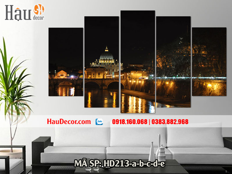 Tranh treo tường hiện đại 3D bộ 5 bức Sông Seine HD213-a-b-c-d-e