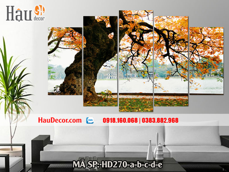 Tranh treo tường hiện đại 3D bộ 5 bức Hồ Gươm HD270-a-b-c-d-e