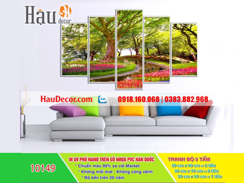 Tranh treo tường hiện đại 3D bộ 5 bức Công Viên 10149