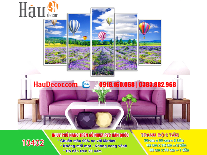 Tranh treo tường hiện đại 3D bộ 5 bức Cánh Đồng Bất Tận 10402