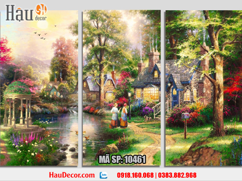 Tranh treo tường hiện đại 3D bộ 3 bức Tổ Ấm Hạnh Phúc 10461