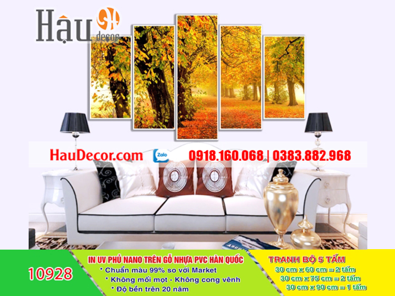 Tranh treo tường hiện đại 3D bộ 5 bức Cánh Rừng Mùa Thu 10928