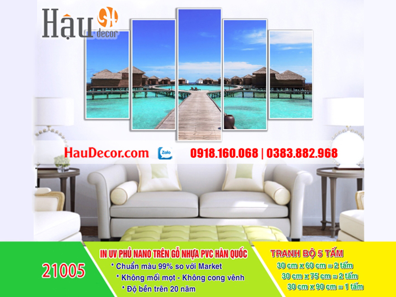Tranh treo tường hiện đại 3D bộ 5 bức Resort 21005