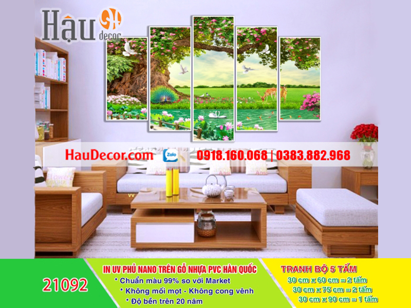 Tranh treo tường hiện đại 3D bộ 5 bức Thiên Nhiên 21092
