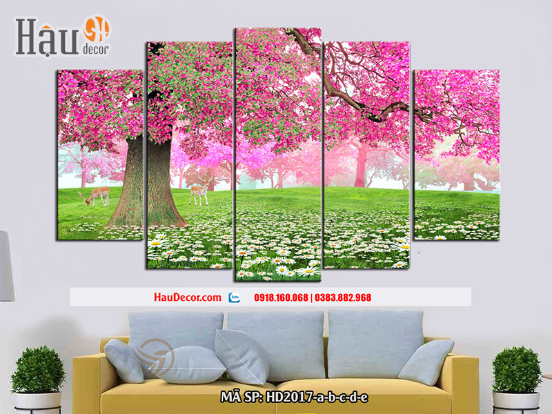 Tranh treo tường hiện đại 3D bộ 5 bức Xứ Sở Thần Tiên HD412-a-b-c-d