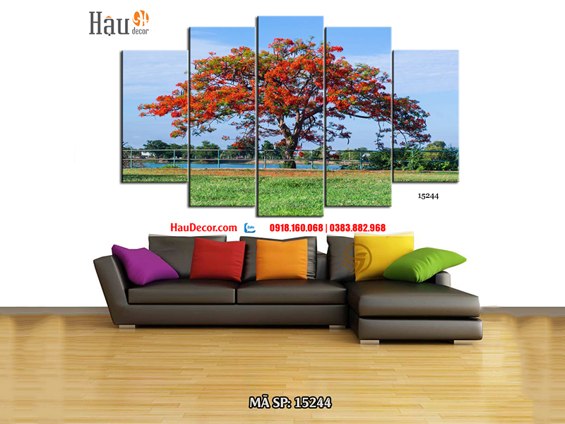 Tranh treo tường hiện đại 3D bộ 5 bức Phượng Vỹ 15244