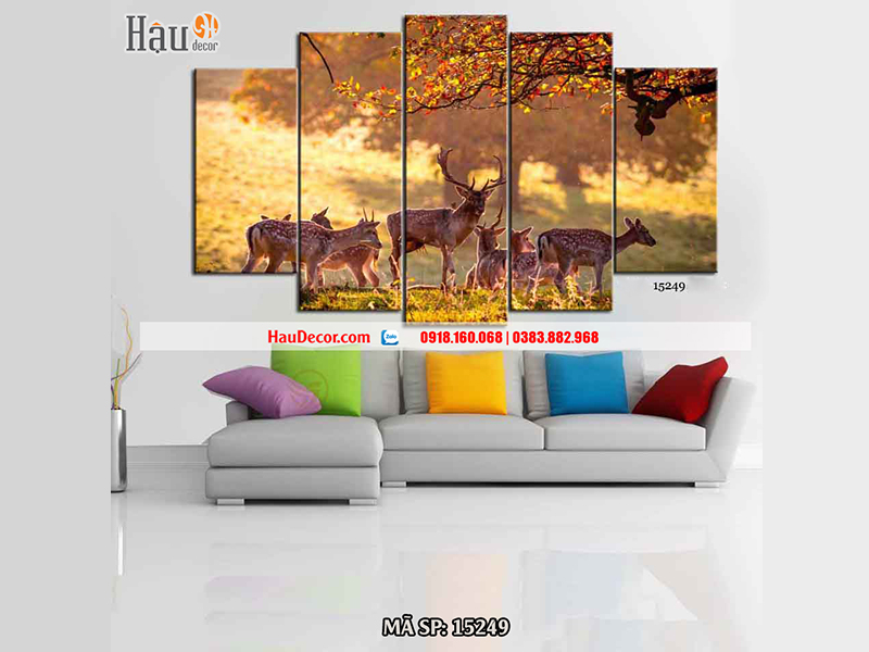 Tranh treo tường hiện đại 3D bộ 5 bức Thiên Nhiên 15249