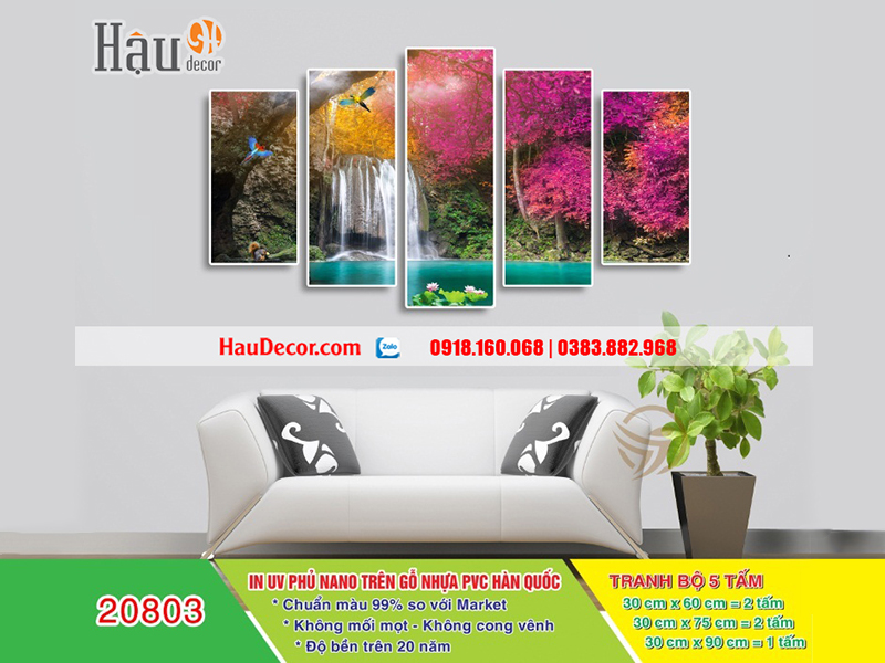 Tranh treo tường hiện đại 3D bộ 5 bức Xứ Sở Thần Tiên 20803