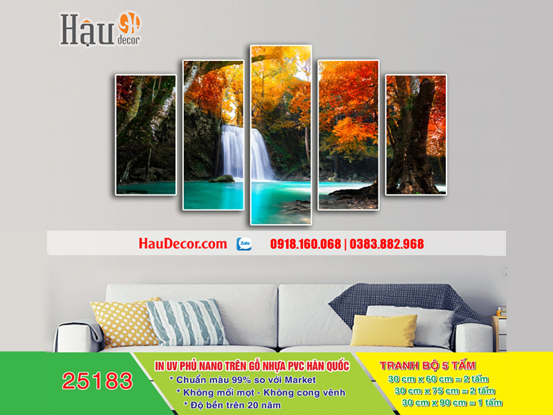Tranh treo tường hiện đại 3D bộ 5 bức Thiên Nhiên 25183