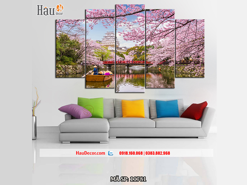 Tranh treo tường hiện đại 3D bộ 5 bức Nhật Bản 11781
