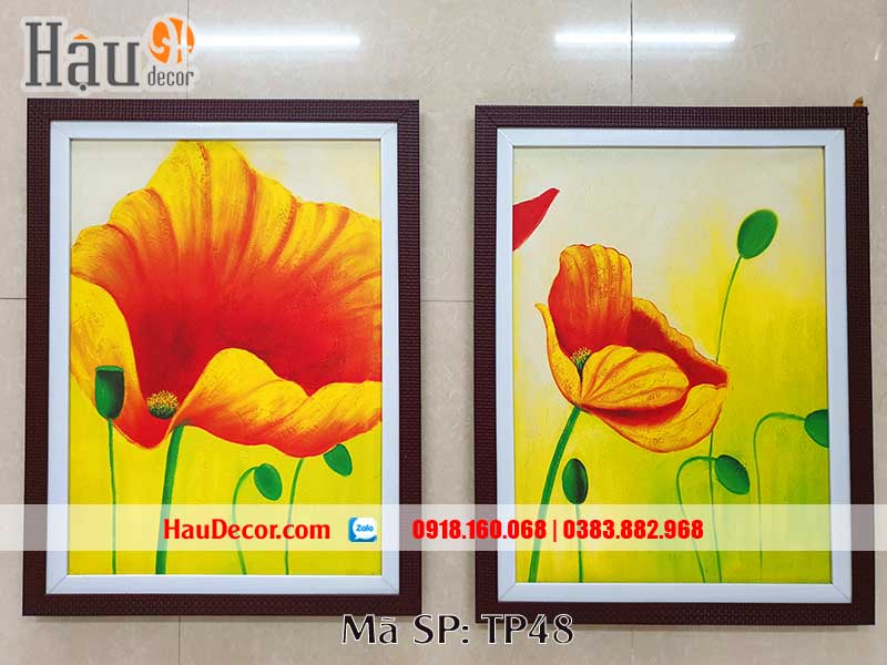 Tranh in UV Cánh đồng hoa Poopy 2 bức TP48
