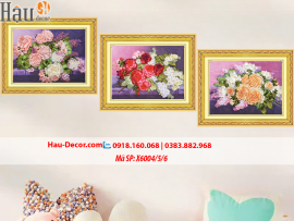 Kit tranh thêu ruy băng Bộ 3 Bức Hoa Nghệ Thuật X6004/5x6