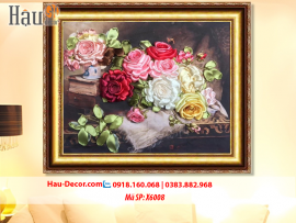 Kit tranh thêu ruy băng Hoa Hồng Nghệ Thuật X6008