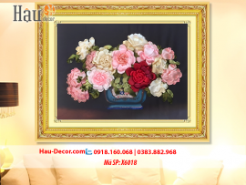 Kit tranh thêu ruy băng Lọ Hoa Nghệ Thuật X6018