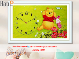 Kit tranh thêu ruy băng Đồng hồ Đôi Bạn Gấu Pooh và Heo Piglet Z-EK002