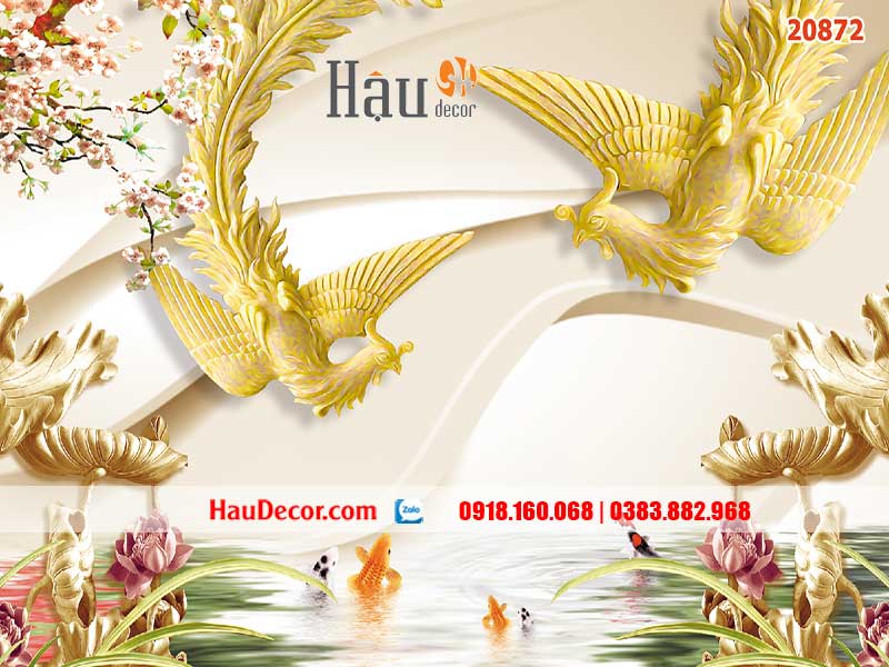 Tranh Dán Tường 3D-5D-8D Hỷ Tước - Phượng Hoàng 20872