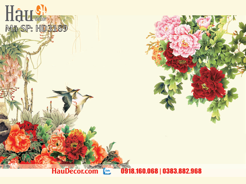 Tranh Dán Tường Hoa Mẫu Đơn 3189