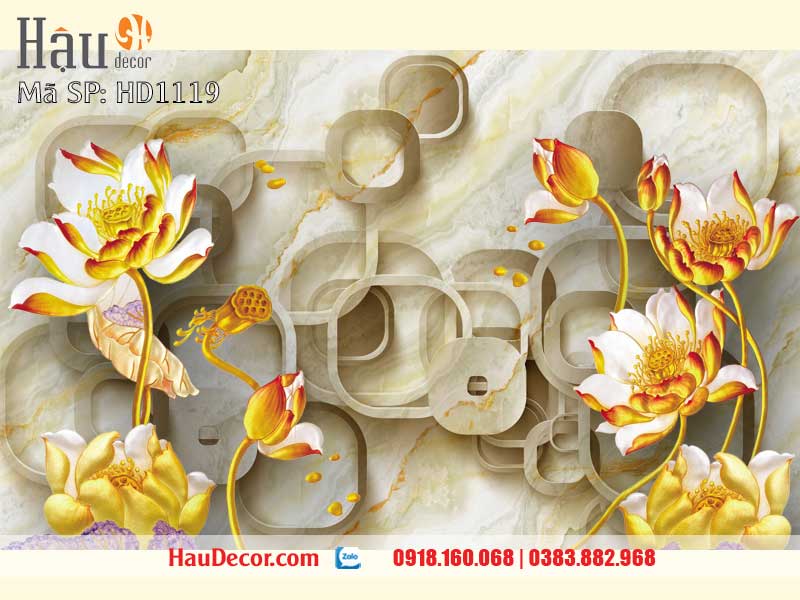 Tranh Dán Tường Hoa Sen 3D-5D-8D 1119