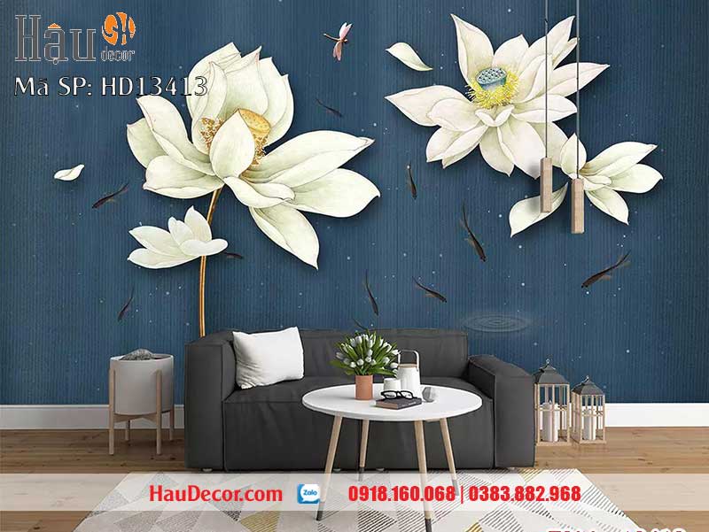 Tranh Dán Tường Hoa Sen 3D-5D-8D 13413