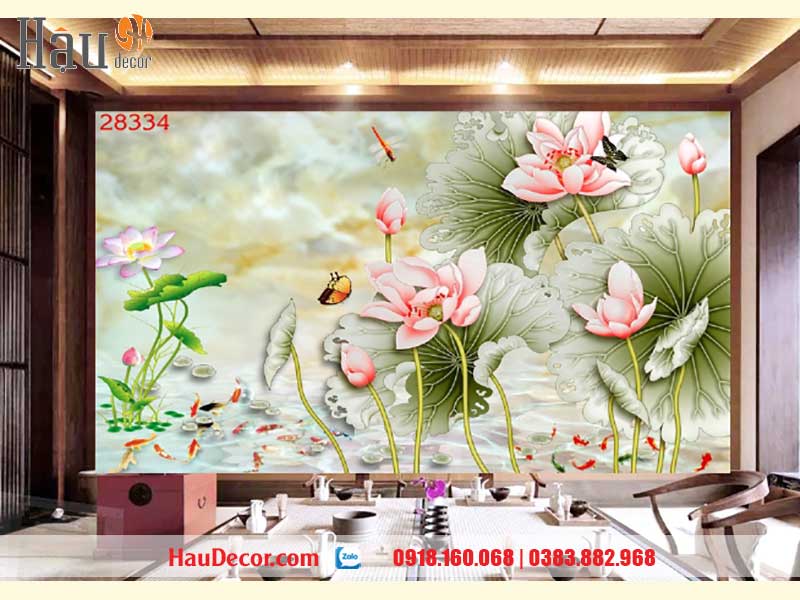 Tranh Dán Tường Hoa Sen 3D-5D-8D 28334