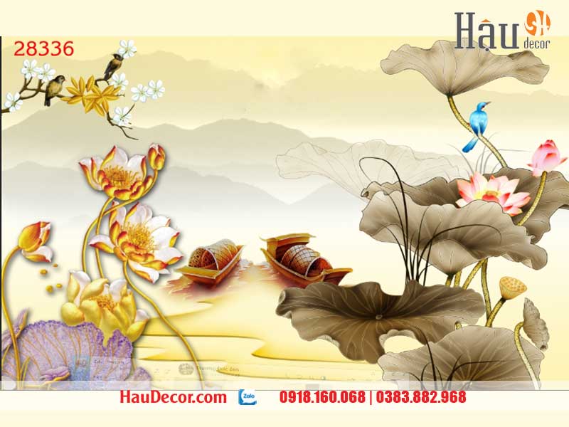 Tranh Dán Tường Hoa Sen 3D-5D-8D 28336
