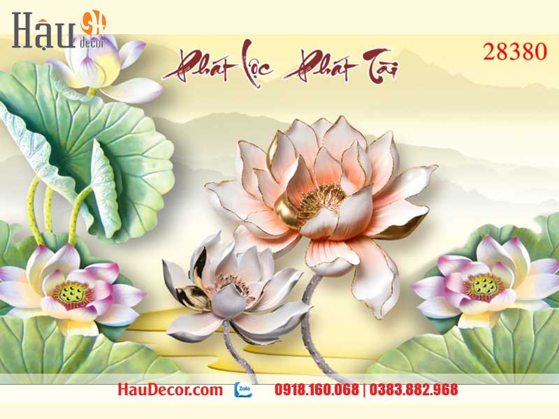 Tranh Dán Tường Hoa Sen 3D-5D-8D 28380