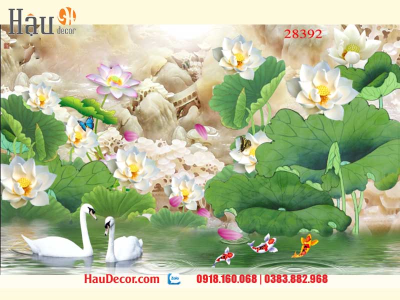 Tranh Dán Tường Hoa Sen 3D-5D-8D 28392