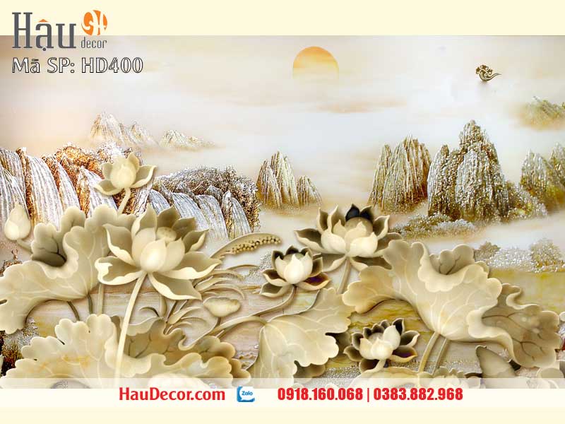 Tranh Dán Tường Hoa Sen 3D-5D-8D 400