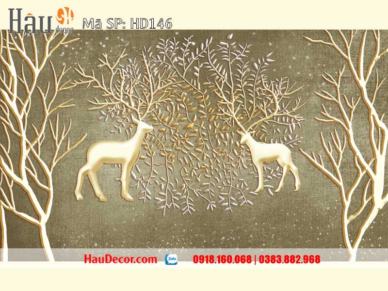 Tranh Dán Tường Hươu Tài Lộc 3D-5D-8D 146