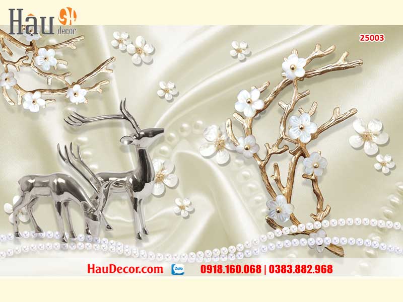 Tranh Dán Tường Hươu Tài Lộc 3D-5D-8D 25003