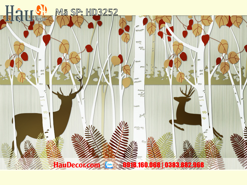 Tranh Dán Tường Hươu Tài Lộc 3D-5D-8D 3252