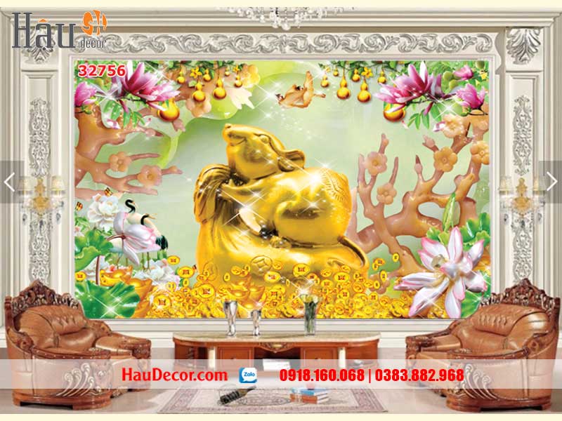 Tranh Dán Tường Chuột Phong Thủy 3D-5D-8D 32756 