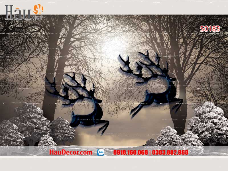Tranh Dán Tường Hươu Tài Lộc 3D-5D-8D 50183