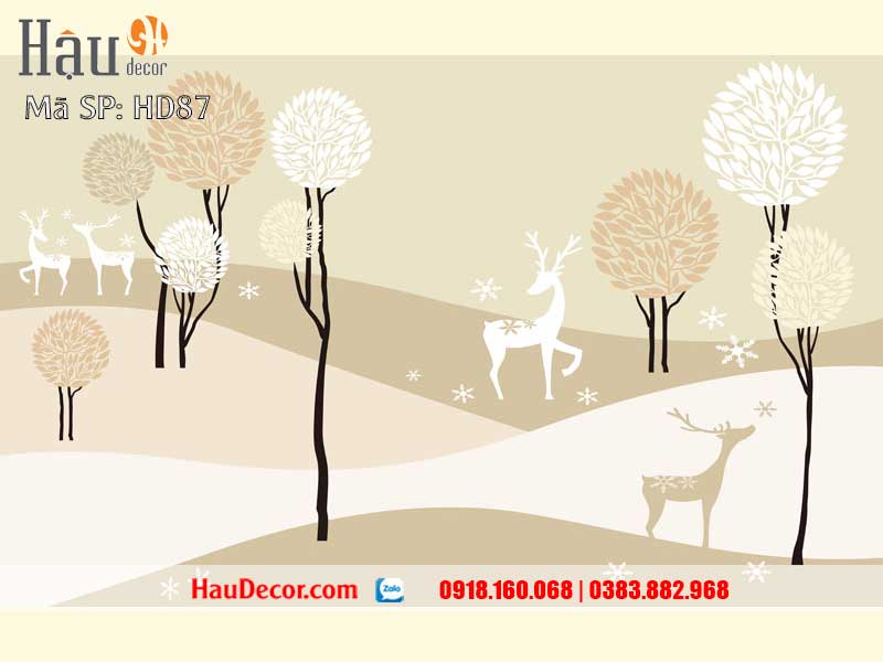 Tranh Dán Tường Hươu Tài Lộc 3D-5D-8D 87