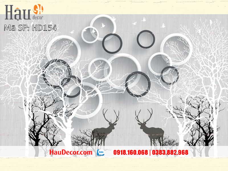 Tranh Dán Tường Hươu Tài Lộc 3D-5D-8D HD154