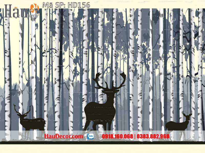 Tranh Dán Tường Hươu Tài Lộc 3D-5D-8D HD156