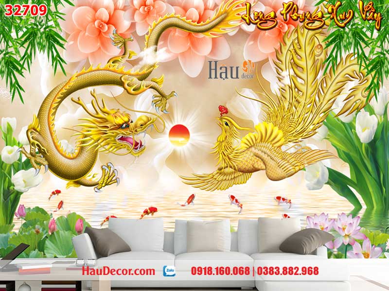 Tranh Dán Tường Rồng- Phượng 3D-5D-8D 32709