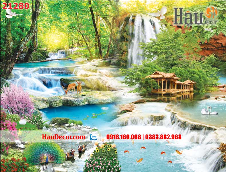 Tranh Dán Tường Phong Cảnh Thác Nước 21280