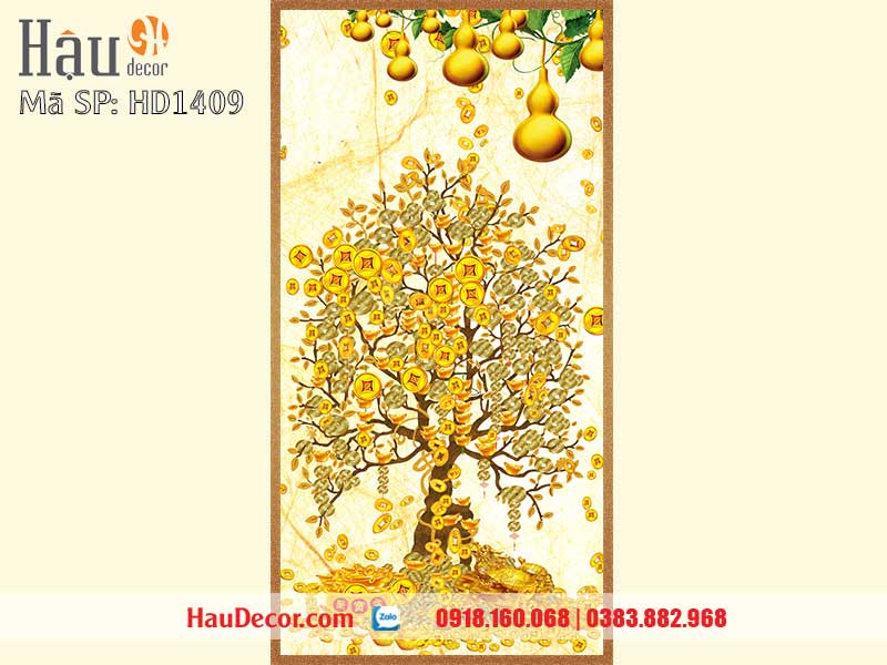 Tranh Dán Tường Cây Kim Tiền Tài Lộc 3D-5D-8D 1409