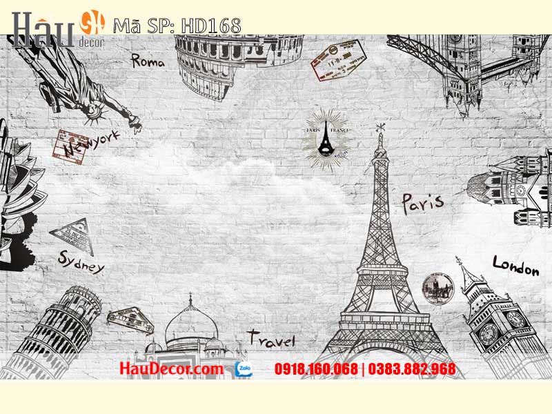 Tranh Dán Tường Nhà Hàng Quán Cafe- Bar 168