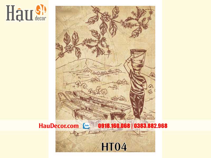 Tranh Dán Tường Trang Trí Quán Cafe- Bar HT04