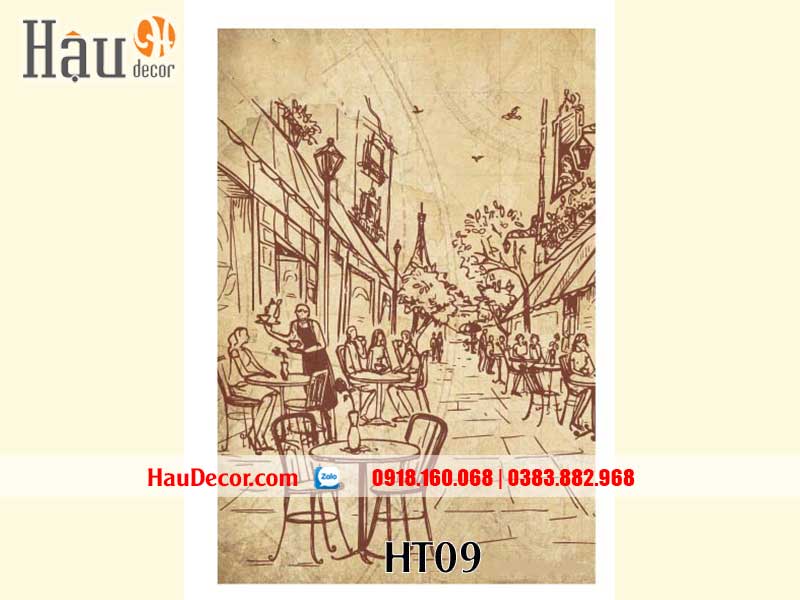 Tranh Dán Tường Trang Trí Quán Cafe- Bar HT09