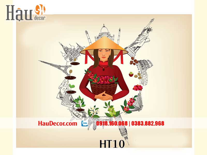 Tranh Dán Tường Nhà Hàng, Quán Cafe, Bar HT10